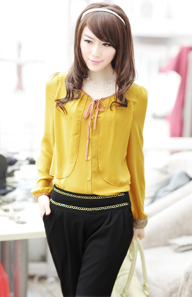 【曼莎mansa】2011韩版女装春装新款ol必备雪纺衬衣 衬衫